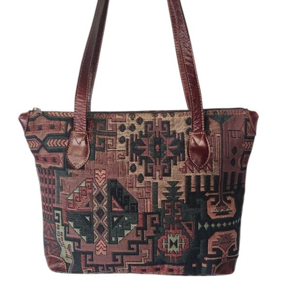 Vintage Yun Art Kilim Turkish Aztec Tapestry Top Handle Shoulder Handbag Purse - Picture 5 of 10